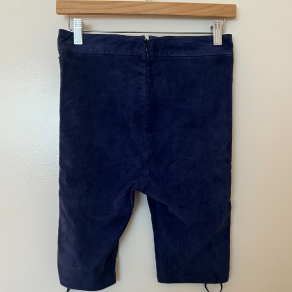 BEN TAVERNITI UNRAVEL PROJECT LEATHER Lace-up Biker Shorts In Dark Blue, Size Sm - Picture 4 of 5